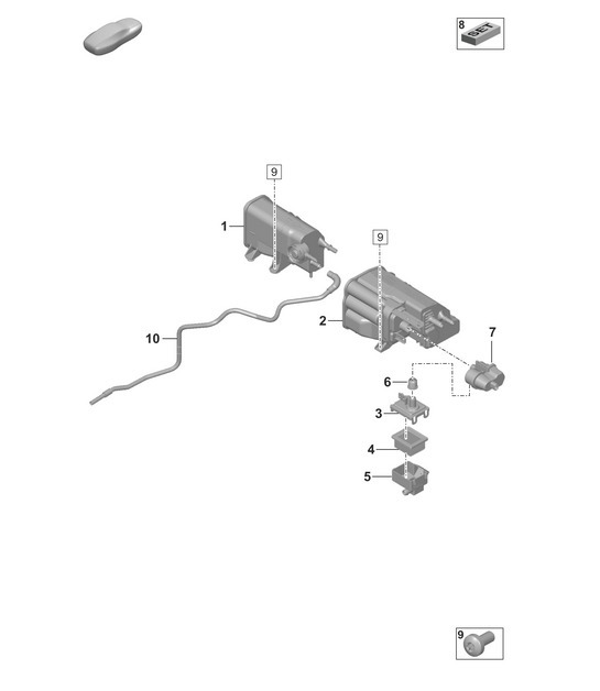 Diagram 201-200 Porsche 992.1 (911) Dakar 3.0L 2023-24 Fuel System, Exhaust System