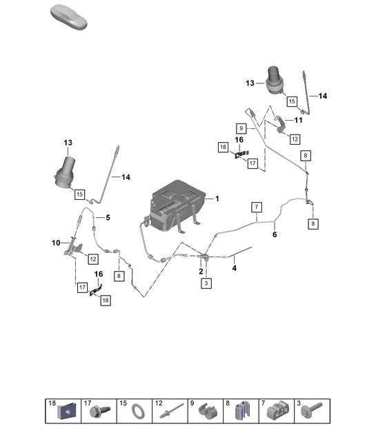 Diagram 402-018 Porsche Macan (95B) MK1 (2014-2018) Front Axle, Steering 