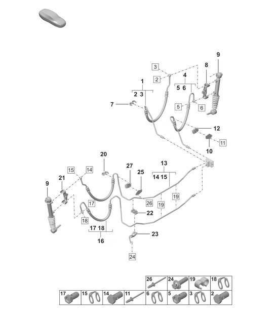 Diagram 402-122 Porsche Boxster 986/987/981 (1997-2016) Front Axle, Steering 