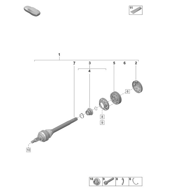 Diagram 501-100 Porsche 997 MK1 GT2 2007-09 Essieu arrière