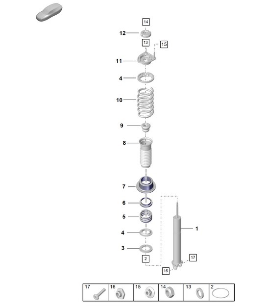Diagram 502-010 Porsche 356 (1950-1965) 后轴