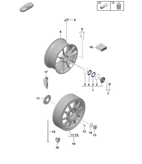 Diagram 601-035 Porsche Macan (95B) MK1 (2014-2018) Ruedas, Frenos