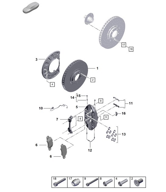 Diagram 602-010 Porsche 997 MK1 Carrera 2 3.6L 2005-08 Ruedas, Frenos