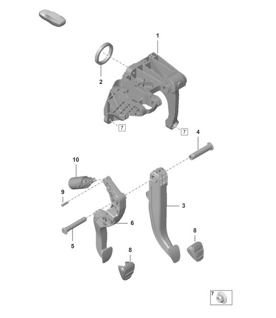 Diagram 702-000 Porsche 991 (911) MK1 2012-2016 Hand Lever System, Pedal Cluster 
