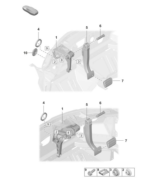 Diagram 702-100 Porsche 968 (1992-1995) Hand Lever System, Pedal Cluster 