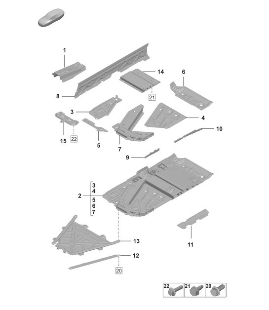 Diagram 801-200 Porsche Cayenne 92A (958) 2010-2017 Body