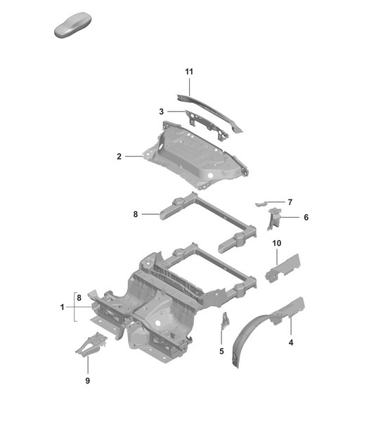 Diagram 801-300 Porsche 997 (911) MK1 2005-2008 Carrosserie
