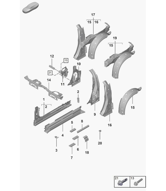 Diagram 801-520 Porsche 997 (911) MK1 2005-2008 Body