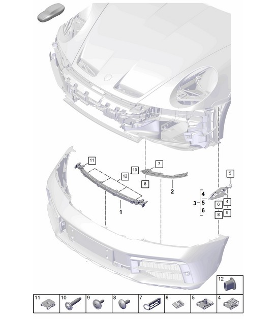 Diagram 802-220 Porsche 992 (911) MK1 2019-2024 Carrosserie