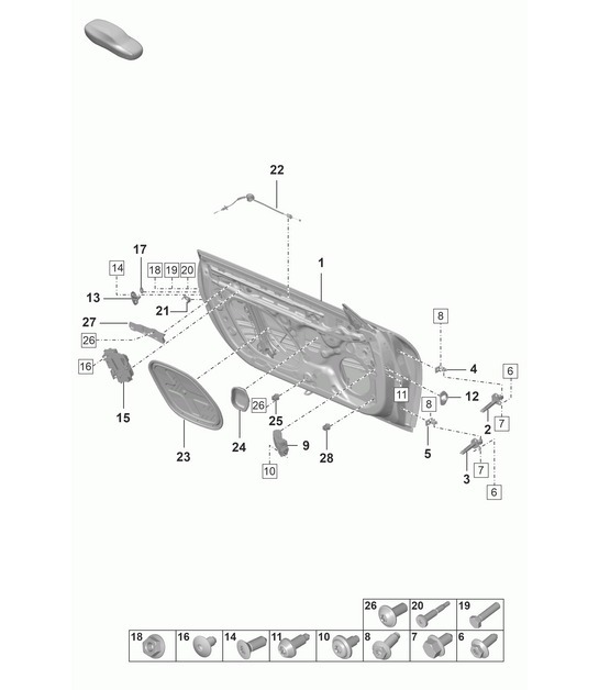 Diagram 804-000 Porsche 356 (1950-1965) Carrosserie