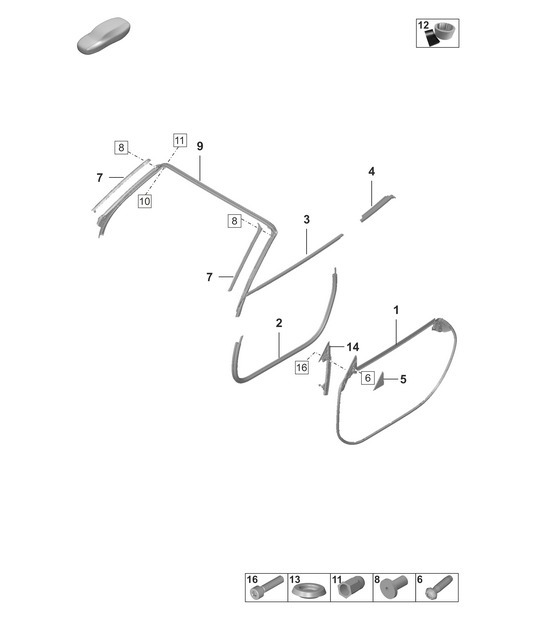Diagram 804-150 Porsche 955 Cayenne Turbo 4.5L 2003-06 Body