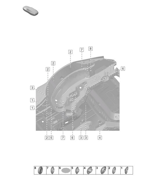 Diagram 806-500 Porsche 992 (911) MK1 2019-2024 Carrosserie