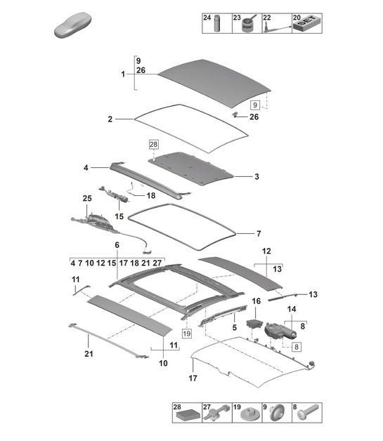 Diagram 811-000 Porsche 356 (1950-1965)  车身
