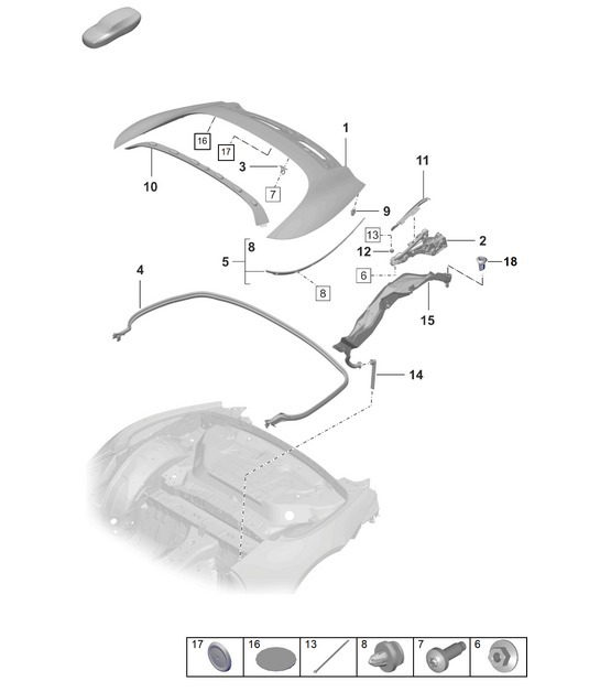 Diagram 811-060 Porsche 911 & 912 (1965-1989) Carrosserie