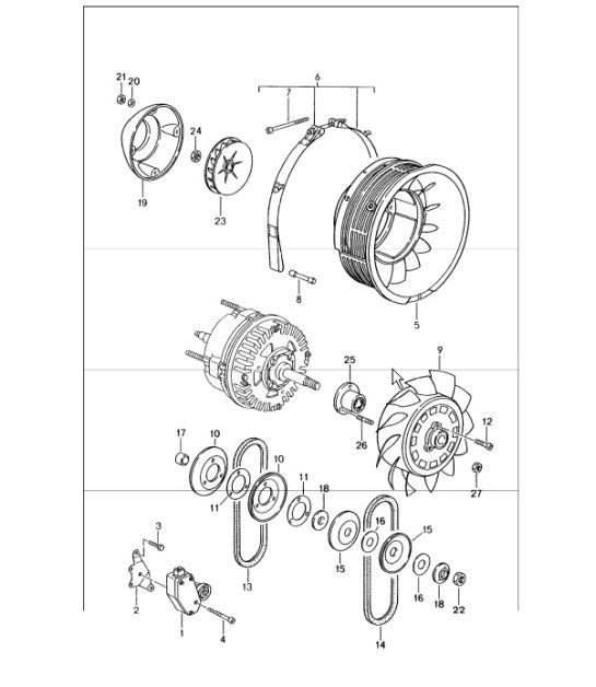 Diagram 105-00 Porsche 997 MK1 Carrera 2 3.6L 2005-08 引擎
