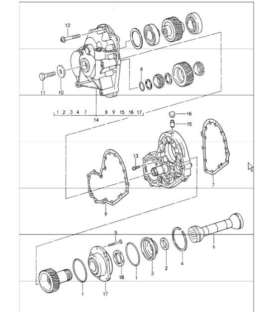 Diagram 320-01 Porsche 924 Carrera GTS 2.0L 1982 Transmission