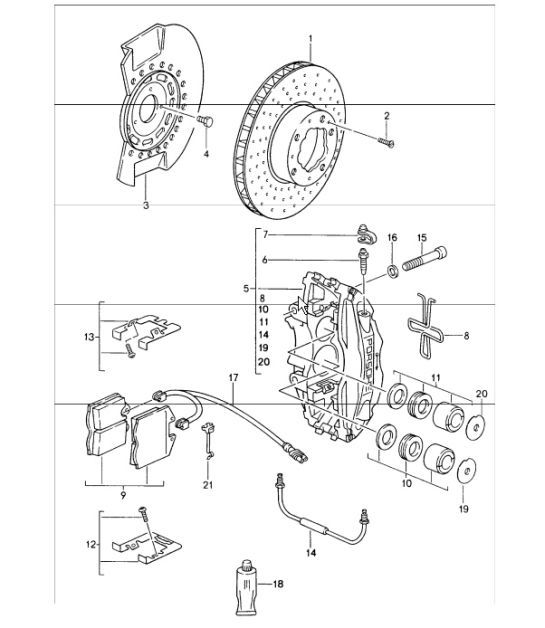 Diagram 602-00 Porsche 911 & 912 (1965-1989) 车轮、制动器