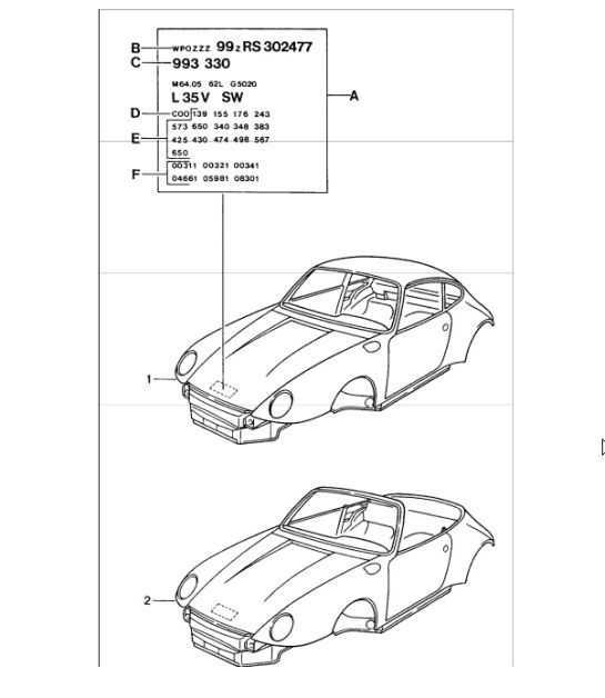Diagram 801-00 Porsche 993 (911) (1994-1998) Body