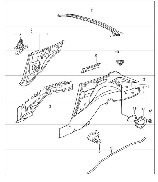 Diagram 801-35 Porsche 997 (911) MK2 2009-2012 Carrosserie