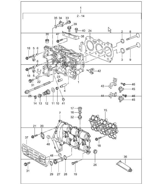 Diagram 103-00 Porsche Cayenne 9PA1 (957) 2007-2010 Engine