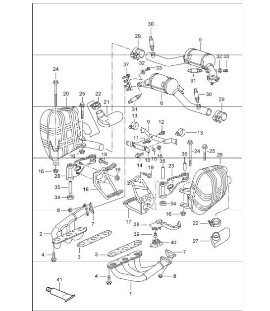Diagram 202-00 Porsche 997 TURBO 2007>> Système de carburant, système d'échappement