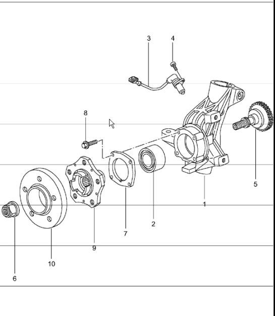 Diagram 401-05 Porsche 992.1 Carrera 4 3.0L 2019-24 Essieu avant, Direction 
