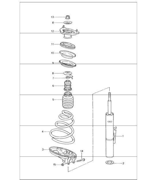 Diagram 402-01 Porsche Macan (95B) MK1 (2014-2018) Vorderachse, Lenkung 