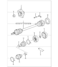 semiasse e mozzo ruota per 996 M480 (6 marce manuale) F >>992S6 03555, F >>992S6 42147, F >>992S6 30713 e 996 M249 (Tiptronic) F >>992S6 03622, F >>992S6 42181, F >>992S6 30736