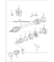 semiasse e mozzo ruota per 996 M480 (manuale 6 marce) F 992S6 03556>>, F 992S6 42148>>, F 992S6 30714>> e 996 M249 (Tiptronic) F 992S6 03623>>, F 992S6 42182>>, F 992S6 30737 >>