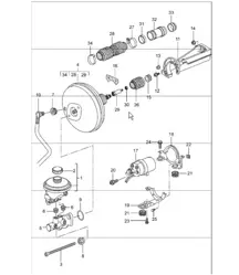 brake master cylinder, brake booster, pre-charge pump 996 1998-05
