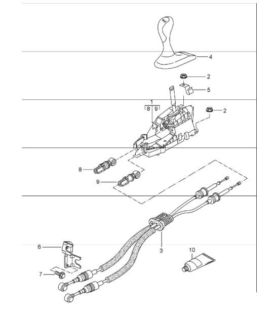 Diagram 701-00 Porsche Boxster S 718 2.5L PDK (350 PS) Handhebelsystem, Pedalgruppe 