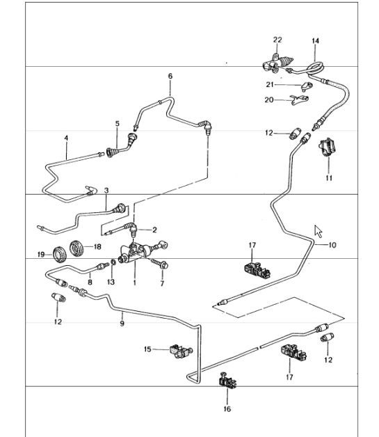 Diagram 702-08 Porsche 356A 1955-59 Handhebelsystem, Pedalgruppe 