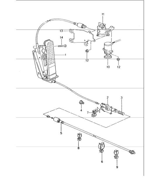 Diagram 702-10 Porsche Cayman 718 2.0L Manual (300 Bhp) Hand Lever System, Pedal Cluster 