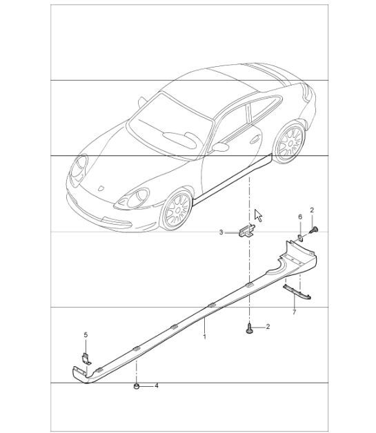 trim cover, door sill, single parts 996 CARRERA 4 1998-05
