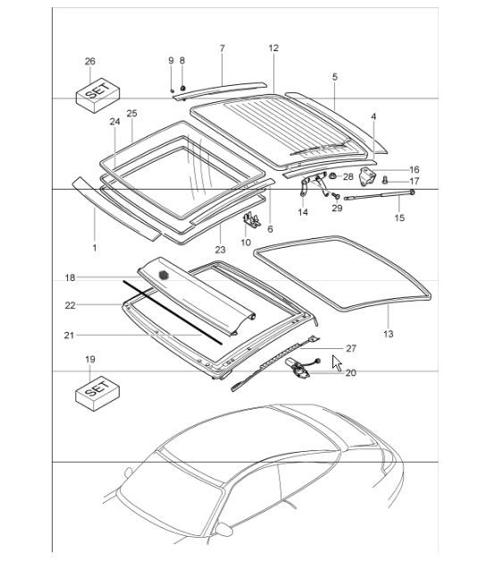glass roof linings 996 TARGA 1998-05