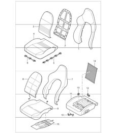 cover, foam part, sports seat 996 CARRERA 1998-05