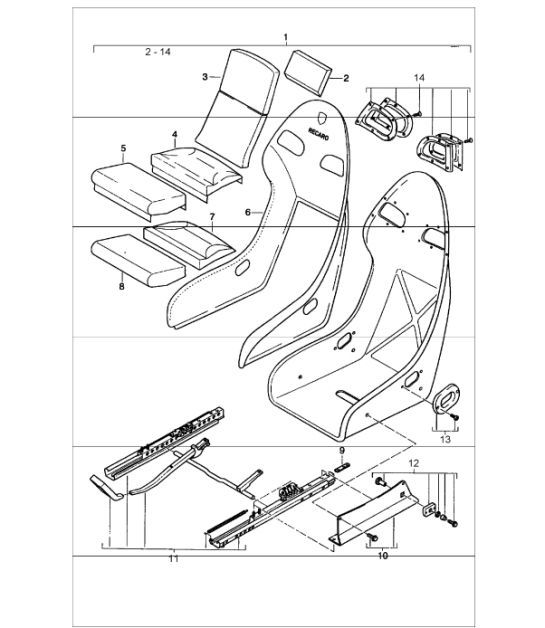 bucket seat with perlon velour cover 996 CARRERA 1998-05