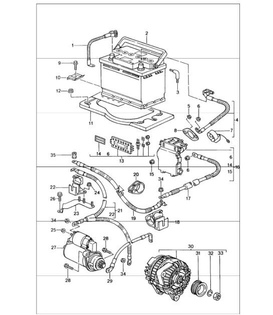 Diagram 902-05 Porsche Boxster S 718 2.5L Manual (350 ch) Équipement électrique