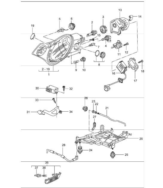 Diagram 905-03 Porsche Macan (95B) MK1 (2014-2018) Materiale elettrico