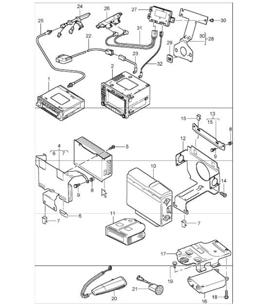 Diagram 911-01 Porsche 996 (911) (1997-2005) Elektrische Ausrüstung