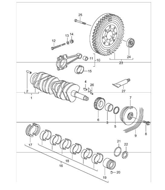 Diagram 102-00 Porsche 997 MK1 GT2 2007-09 Moteur