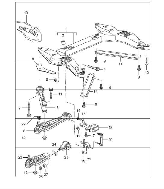 Diagram 401-00 Porsche Macan (95B) MK1 (2014-2018) Front Axle, Steering 