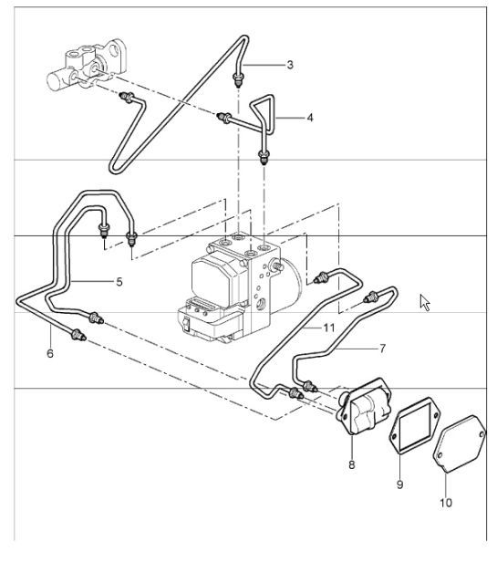 Diagram 604-06 Porsche 996 (911) (1997-2005) Wielen, Remmen