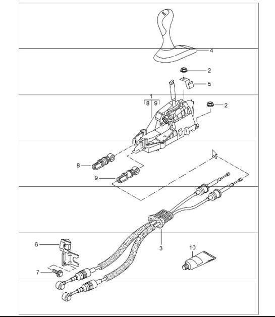 Diagram 701-00 Porsche Cayman 718 (982) 2017>> Sistema de palanca manual, conjunto de pedales 