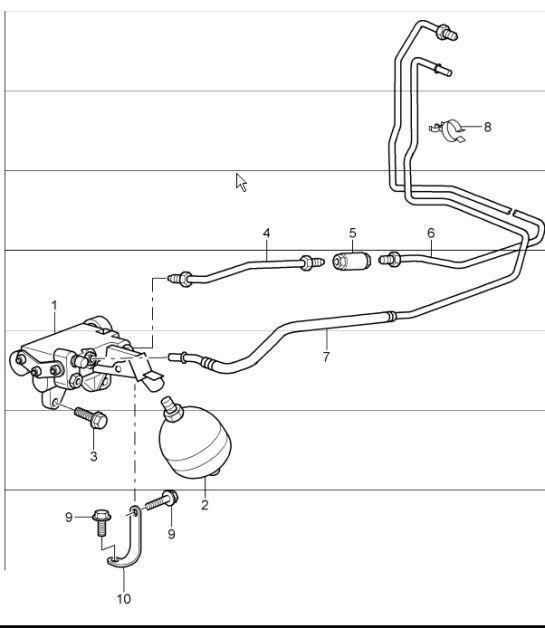 Diagram 702-09 Porsche 996 (911) (1997-2005) Sistema a leva manuale, gruppo pedali 
