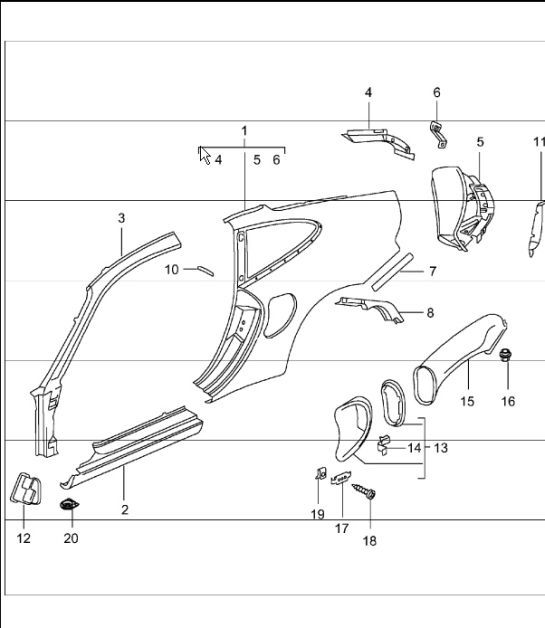 Diagram 801-55 Porsche 997 MK1 GT3 / GT3 RS 2007-09 Body