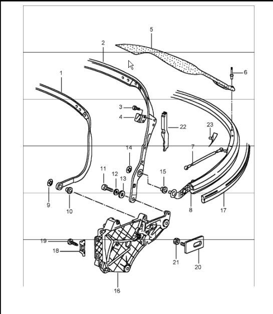 convertible top frame, single parts 996 TURBO 2001-05