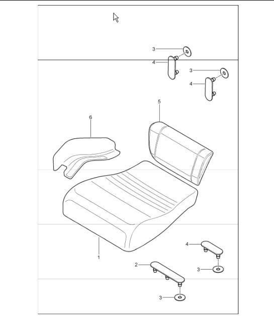 back seat cushion, back seat, centre part 996 TURBO CABRIO 2001-05
