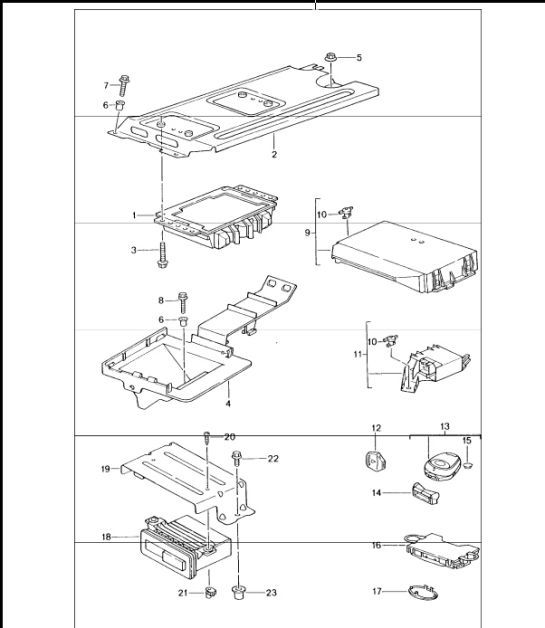 Diagram 901-03 Porsche Boxster 718 (982) 2017>> Équipement électrique