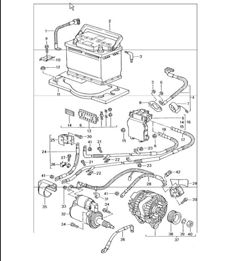 battery, power distributor, starter, generator, battery main switch 996 TURBO 2001-05